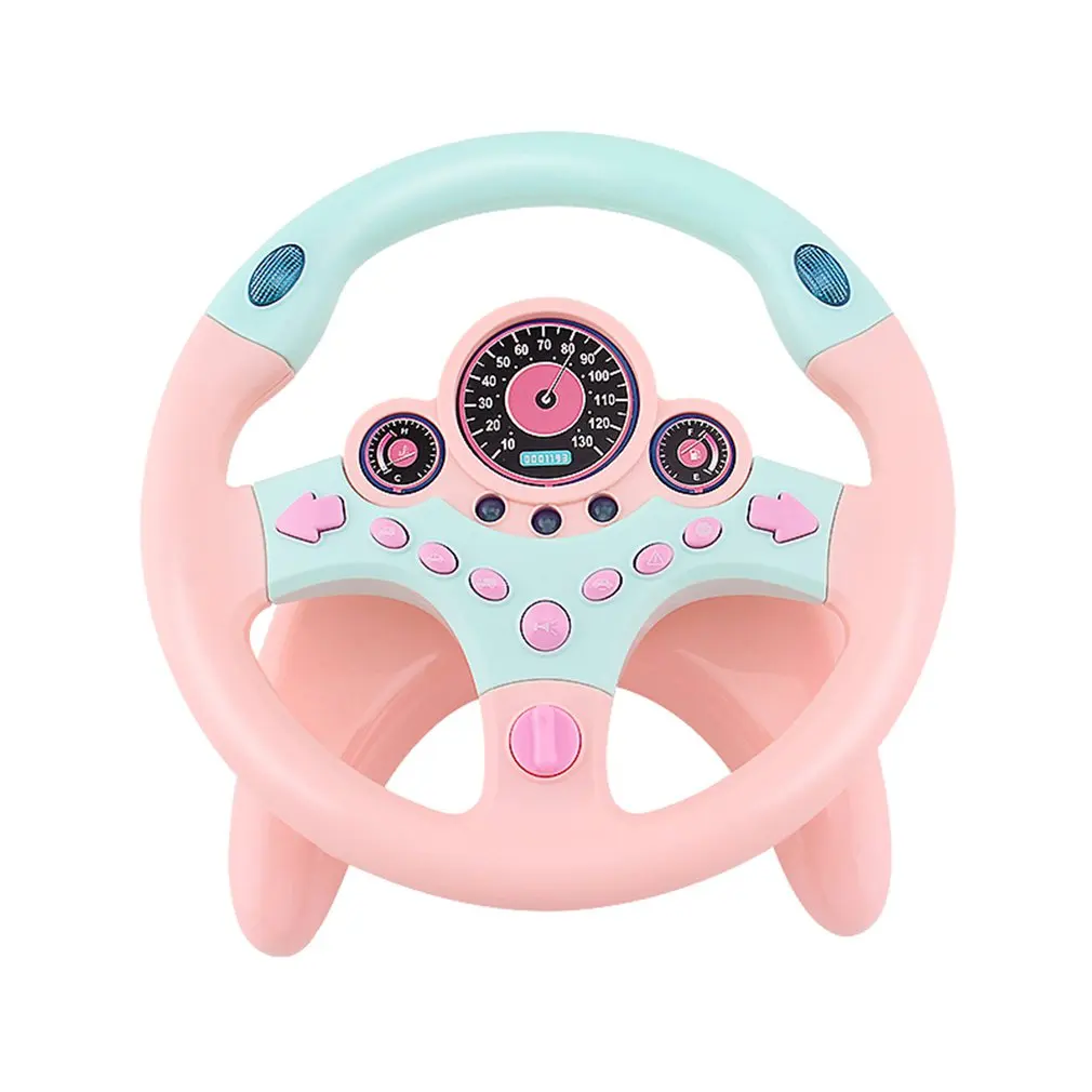 Копилота рулевого колеса моделирование вождения моделирование рулевого колеса детская развивающая игрушка с базой - Цвет: Розовый