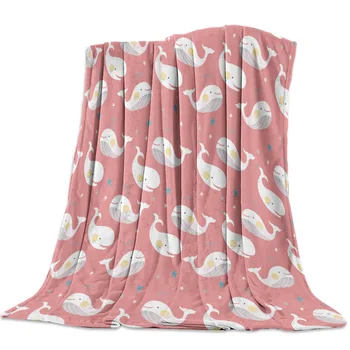 

Whale Pink Soft Throw Blanket Blanket Cartoon Fleece Blanket Sofa/Bed/Plane Travel Plaids Bedding Towel