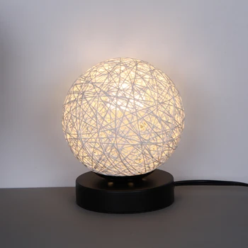 

Lamplo E14 Night Light Twine Rattan Ball Table Lamp Christmas Gift Bedside Lamp For Bedroom Living Room Decorative Desk Light