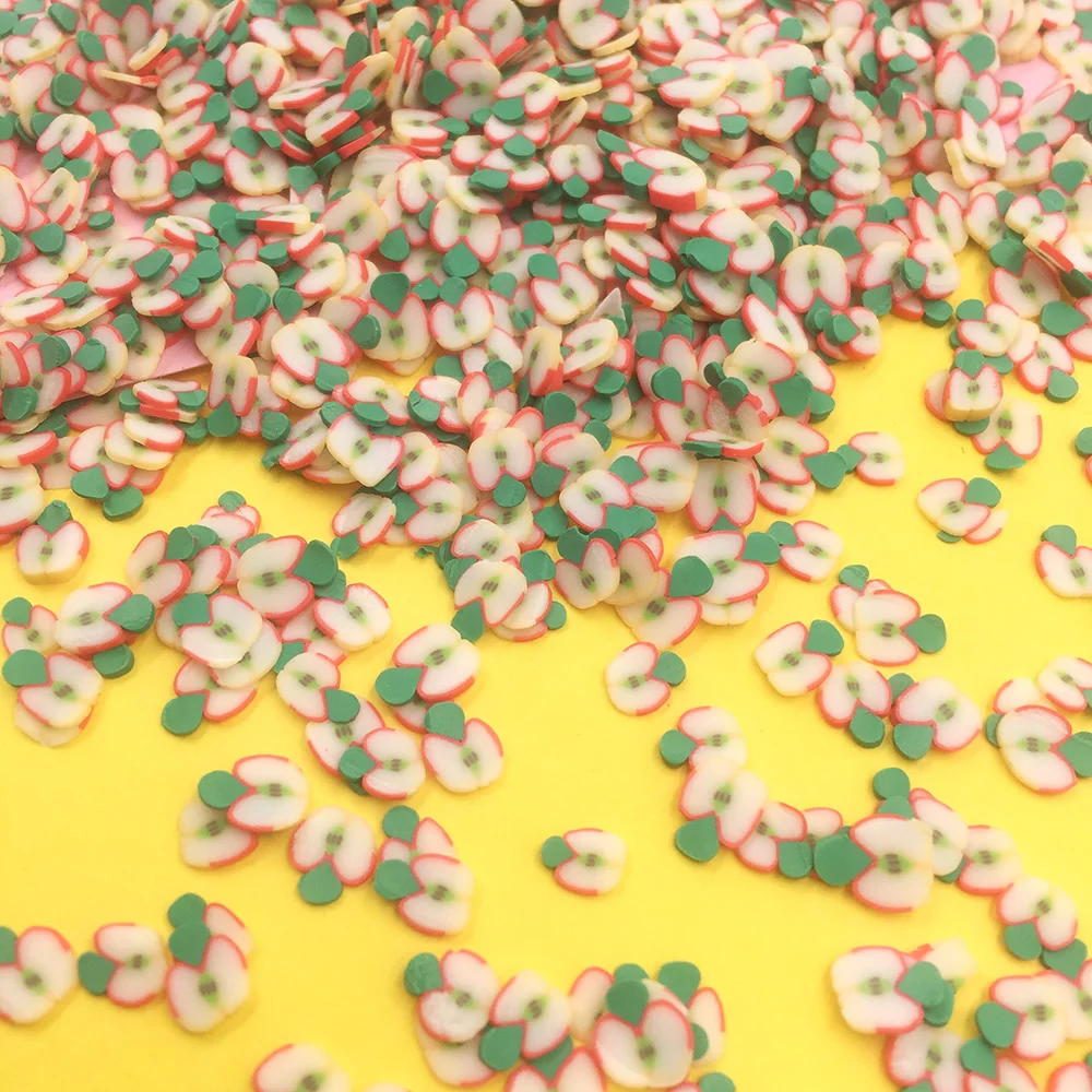 50 г Fimo ломтик яблока полимерная Горячая глина разбрызгивает для поделок DIY украшения для дизайна ногтей мини игра еда домашний декор: 7 мм