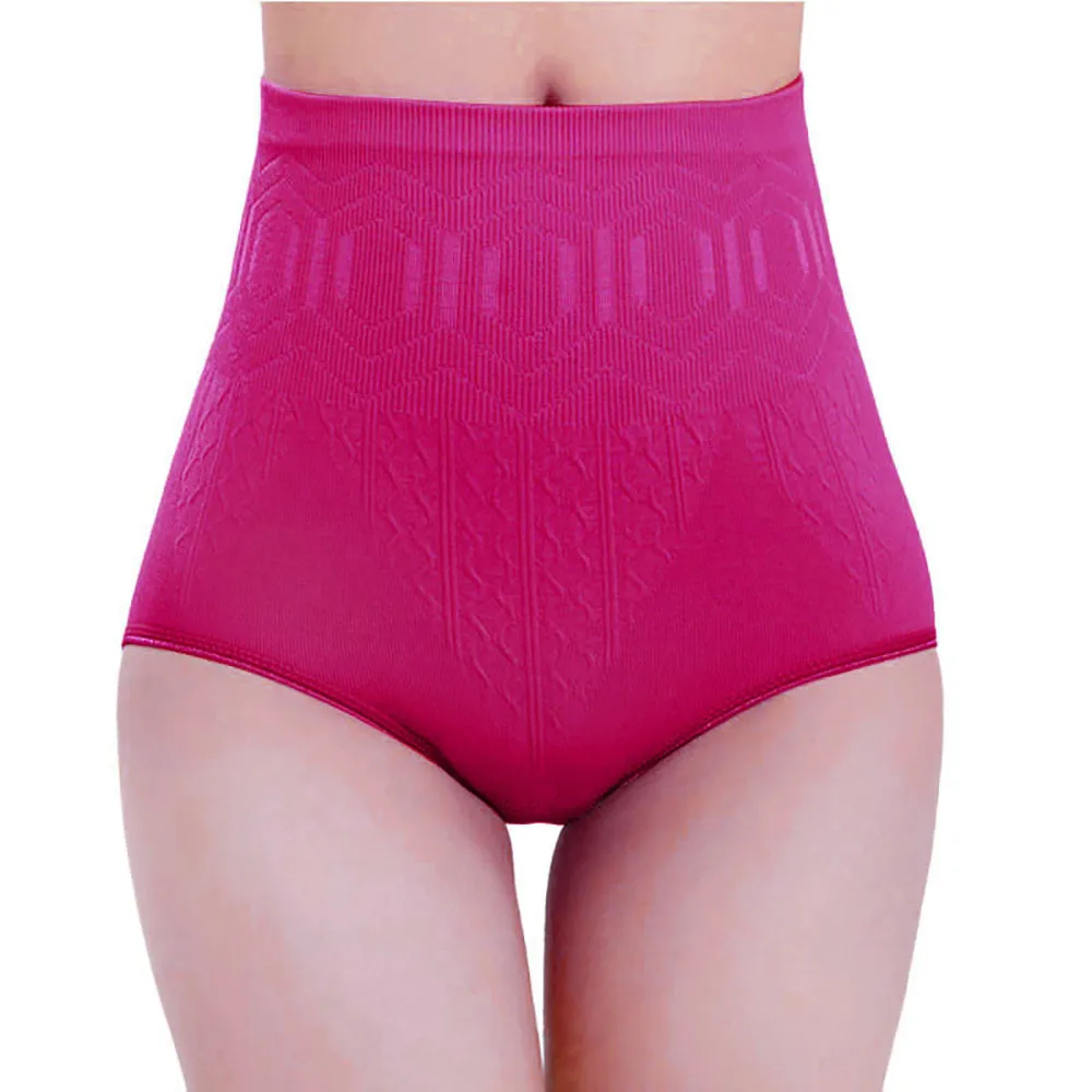 Сексуальные женские трусики из хлопкового волокна, модный дизайнерский шейпер для тела, Утягивающие трусики с высокой талией, нижнее белье для женщин - Цвет: Hot Pink 2