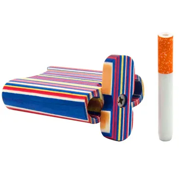 

COURNOT Rainbow Wood Dugout One Hitter Pipe Natural Handmade Mini Wooden Dugout With Ceramic One Hitter Bat Pipe Cleaner Tools