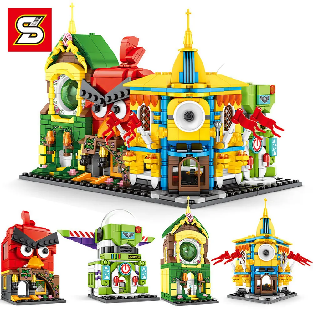 SY6801 мини Вид из окна кирпичи игры Angry Birds Миньон светильник год лес Волшебный дом