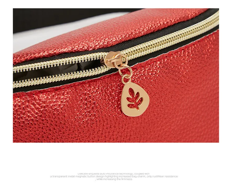 Casual Chain Lychee Leather Fanny Pack Waist Bag Waterproof Antitheft Women Shopping Belt Multi-function Shell Breast Bag