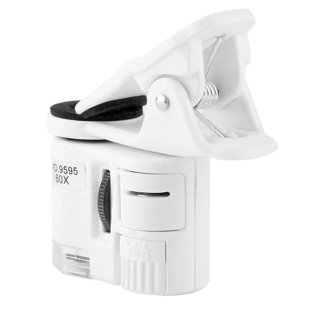 60X Portable Clip Magnifier Loupe UV Microscope Universal Mobile Phone with Mini LED @M23 | Мобильные телефоны и