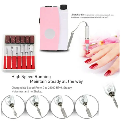 

25000RPM Electric Nail Drill Machine Rechargeable Cordless Manicure Nail Art Kit