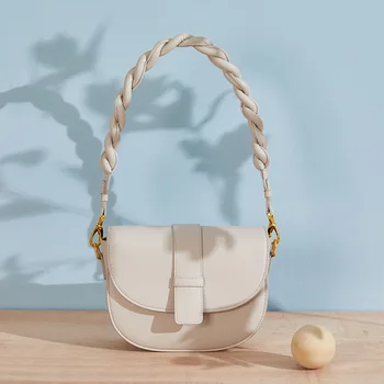 

2020 new trend semicircle saddle bag leather women bag, small round bag ladies shoulder messenger bag