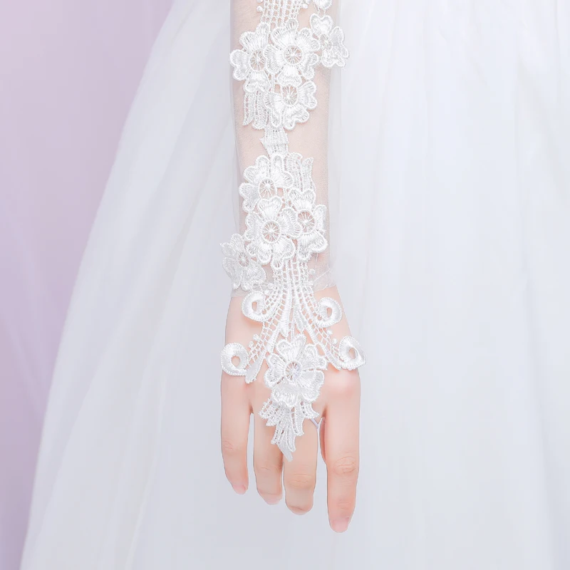 Новые длинные белые свадебные перчатки с вышивкой без пальцев Вечерние перчатки