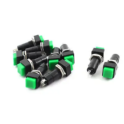 

Green Cap AC 250V 3A 2 Terminals SPST Momentary Push Button Horn Switch 10 Pcs