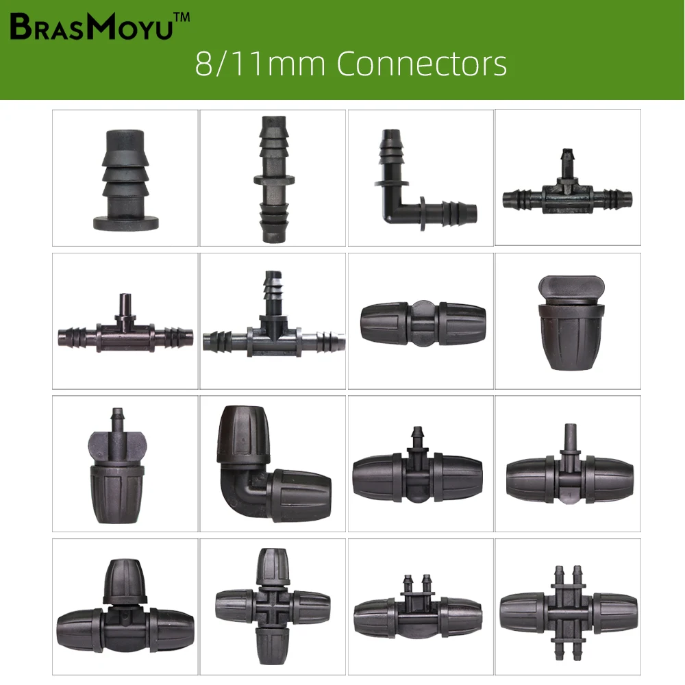 BRASMOYU 3/8 "до 1/4" шланговый соединитель 8/11 до 4/7 мм Barb 6 0 замок Тройник прямо