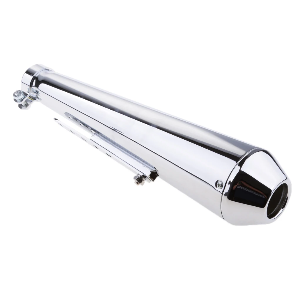 Motorcycle Slip on Exhaust Muffler - Universal 51mm Inlet Exhaust Pipe for ATV Scooter Dirt Bike Motocross - Chrome