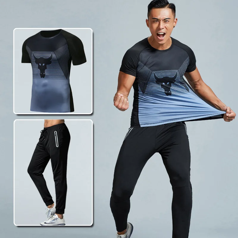 

Summer Thin Casual Short Sleeve T-shirt Shorts Two-Piece Set Sports Set Men's Running Equipment Gym Set Men's