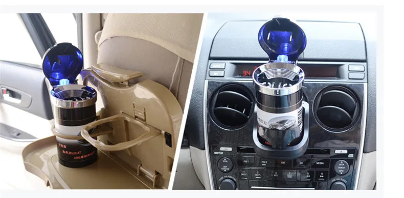 4S Car Mounted Flame Retardant Ashtray Car Highlight LED Ash Tray Car Electroplated Ash Tray Black Silver 2-Color