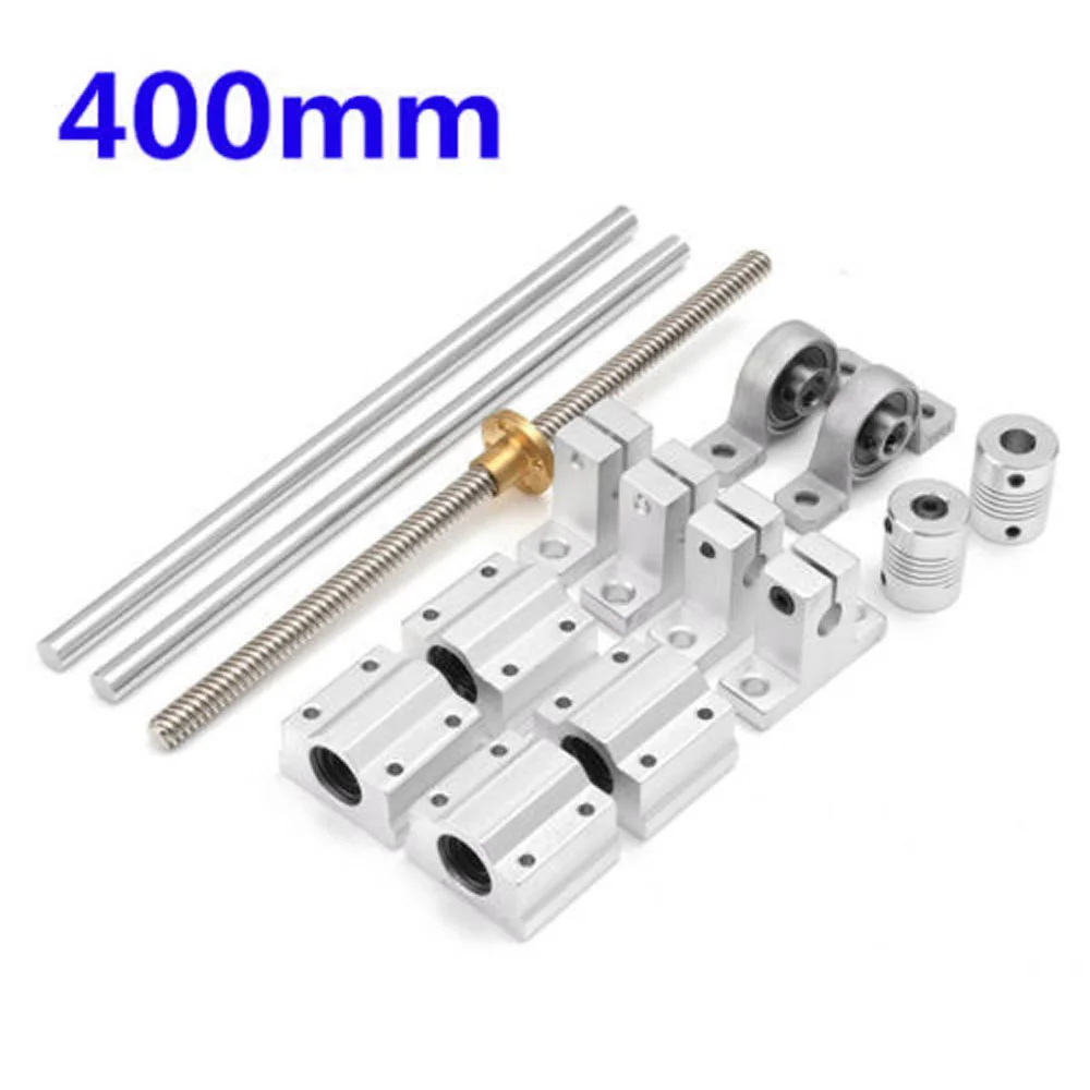 

metal Lead Screw Rod+Optical Axis Pillow Block Bearings Flexible Shaft Couplings Shaft Supports 4X Slide Bushing For 3D printer