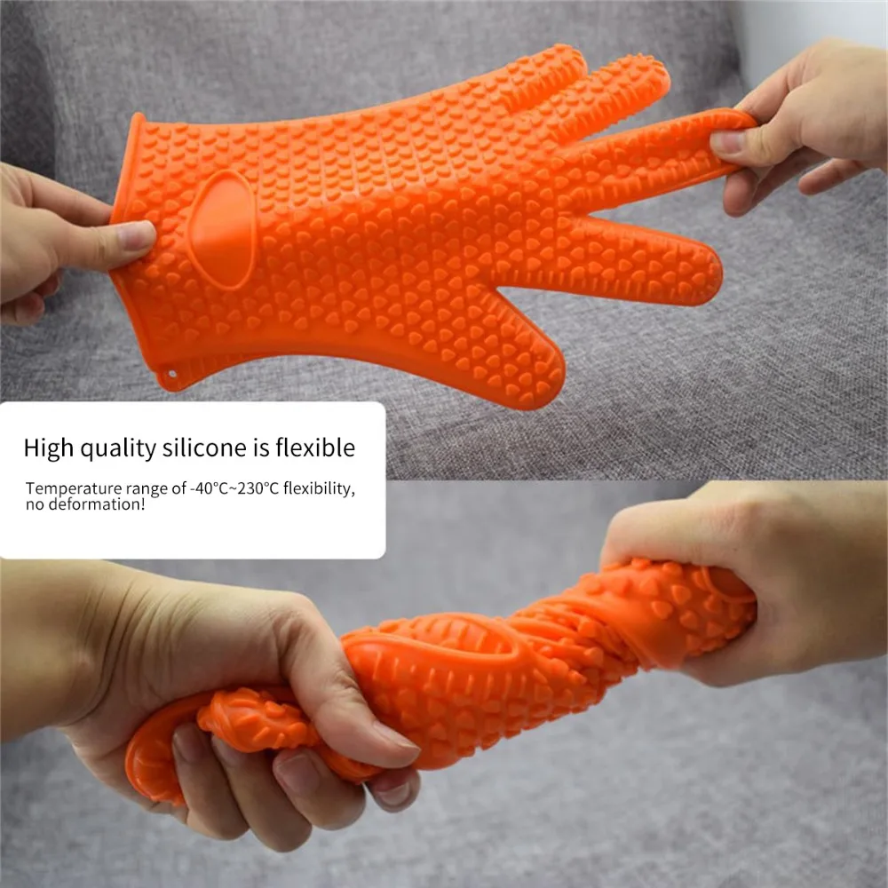 Gants de cuisson à la main en silicone, pour four à micro-ondes, cuisine,  anti-dérapant, anti-alde, barbecue, support de casserole, nouveau