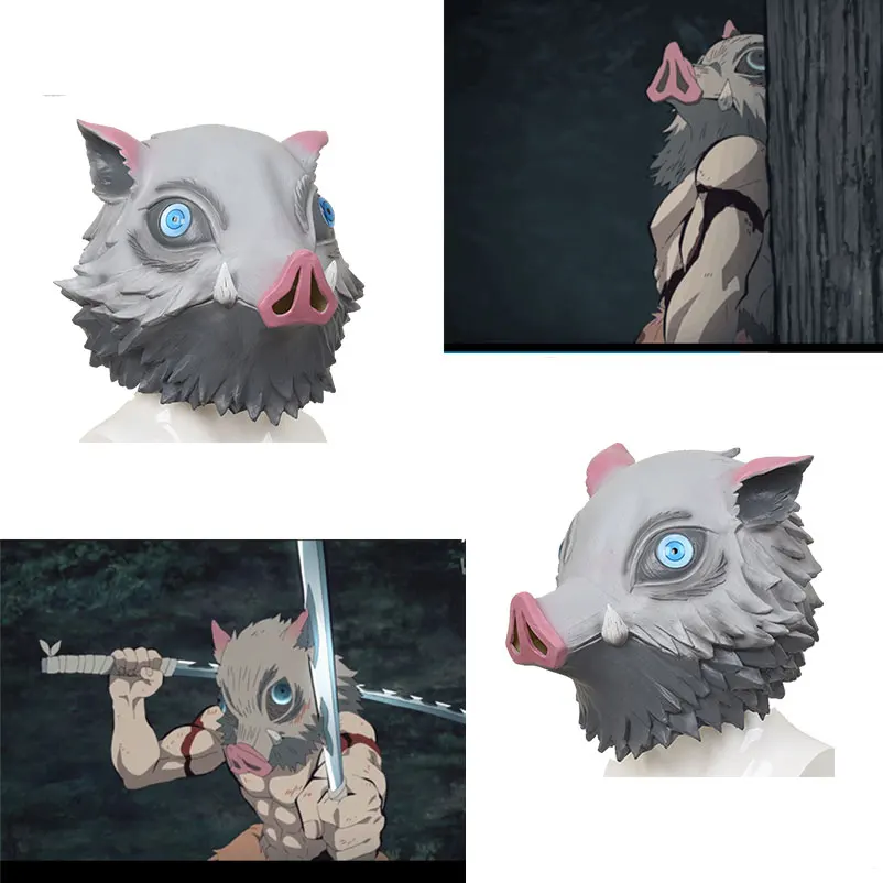 Máscara De Látex De Hashibira Inosuke - Disfraz De Anime Para Halloween, Cosplay, Fiestas Temáticas