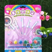 Детская блистерная карта, цветной рисунок, маленький бумажный зонтик, белая бумага, зонт, маленький бумажный зонтик, ручная роспись, сделай сам, белое масло