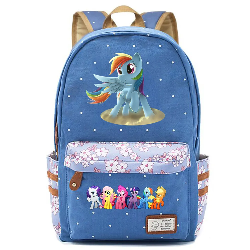 Christmas Cartoon Cutie My Little Pony Flowers Dot Boy Girl School bag Women Bagpack Teenagers Canvas Lady Femme Backpack
