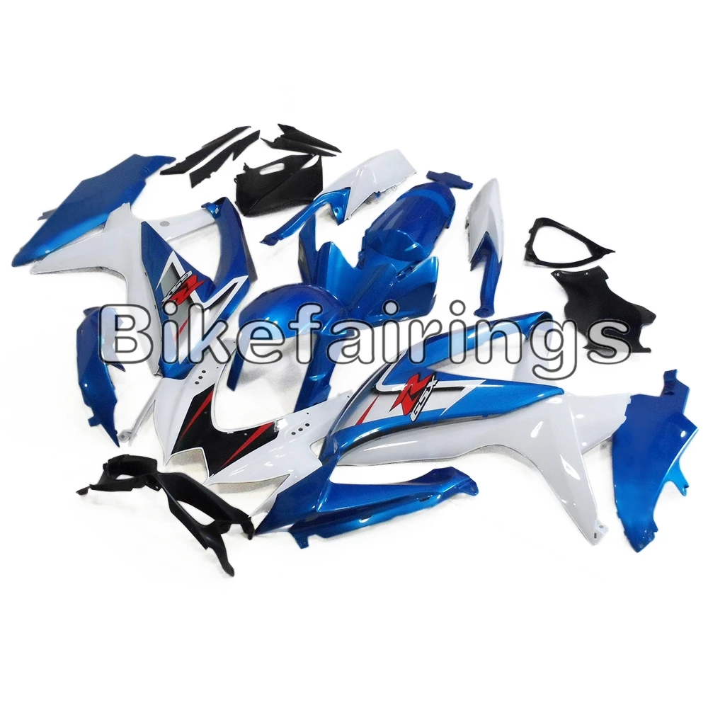 Белый синий инъекции полный комплект обтекателя для Suzuki GSXR600 GSX-R750 K8 2008 2009 2010 ABS пластик электронный атомайзер кузов
