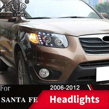 

Head Lamp For Car Hyundai Santa Fe 2007-2012 Santafe Headlights Fog Lights Day Running Light DRL H7 LED Bi Xenon Bulb Accessory