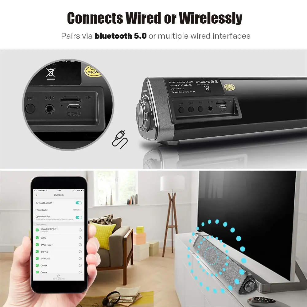 Беспроводная bluetooth колонка с дистанционной tf картой для домашнего кинотеатра
