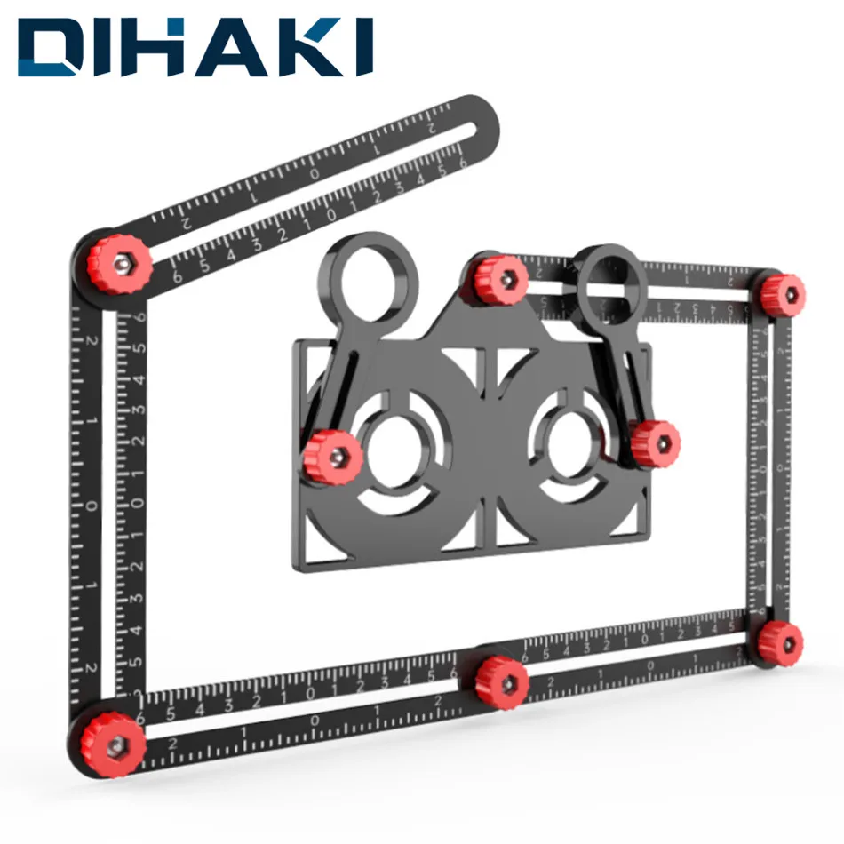 Multifunktionales 6-Klapp-Winkellineal Diy Holzfliesen-Bodenwinkelmesswerkzeug Universal-Lochstanze Präzisionslaserhand