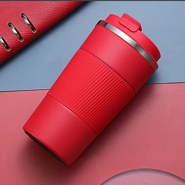 380ml/510ml Double Stainless Steel Coffee Thermos Mug with Non-slip Case Car Vacuum Flask Travel Insulated Bottle Red