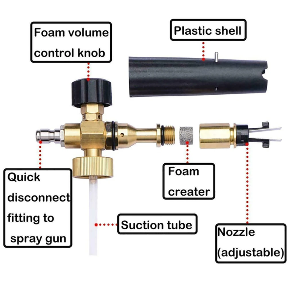 Victsing Car High Pressure Water Gun Foam Pot Kit 1/4" Car Wash Lance Clean Foam Bottle Car Wash Foam Cannon Car Cleaning Pot