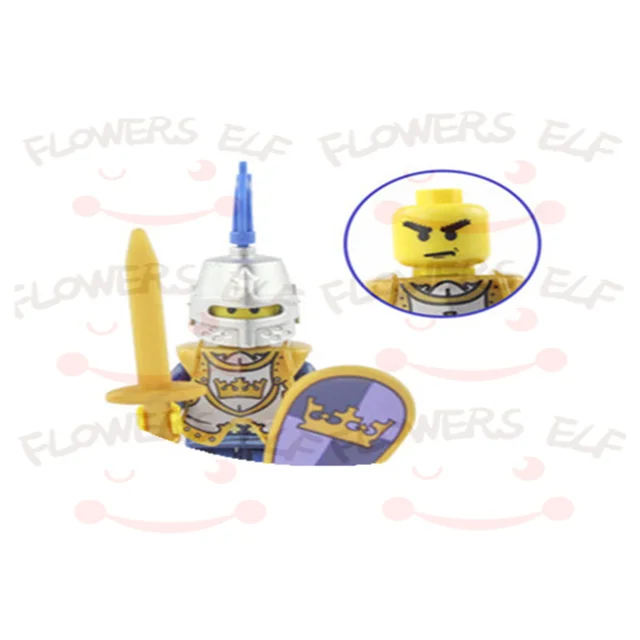 1PCS Blue Lion Red Green Dragon Knight Mini Two-person Villain Middle Age Assembling Building Blocks Children'sToy Medieval Knig 9803C