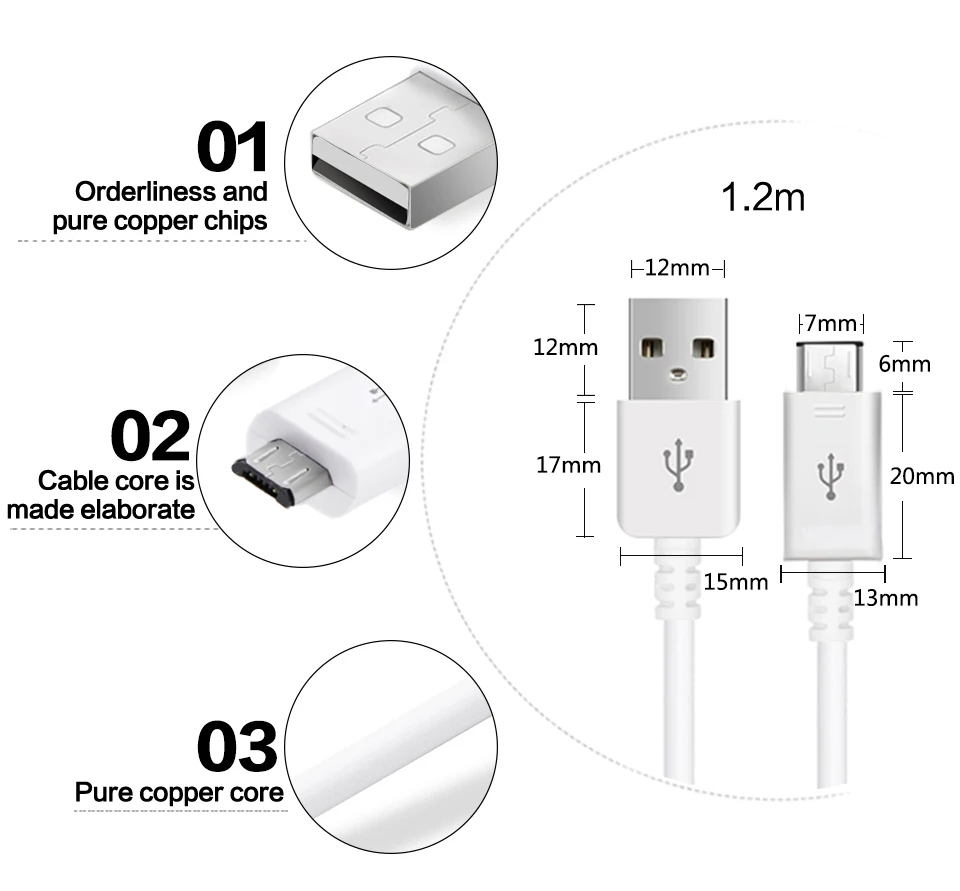 Фото Кабель Micro USB 6A для быстрой зарядки Xiaomi Redmi Note5 Pro Android мобильный телефон кабель для передачи данных для Samsung Micro Charger 1/2/3 м №3