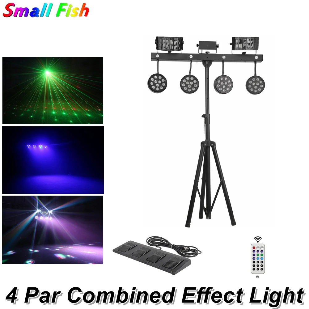 

American Dj LED 4 Par Combined Effect Light 126W Disco Laser Projector Par Light DMX 512 Foot Controller Party Disco Lights