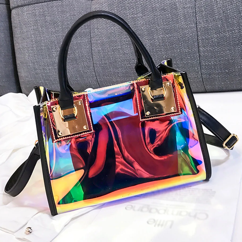 

Holographic Transparent Jelly bag High Quality PVC Women's Designer Handbag Big capacity Chain Shoulder Messenger Bags#H35