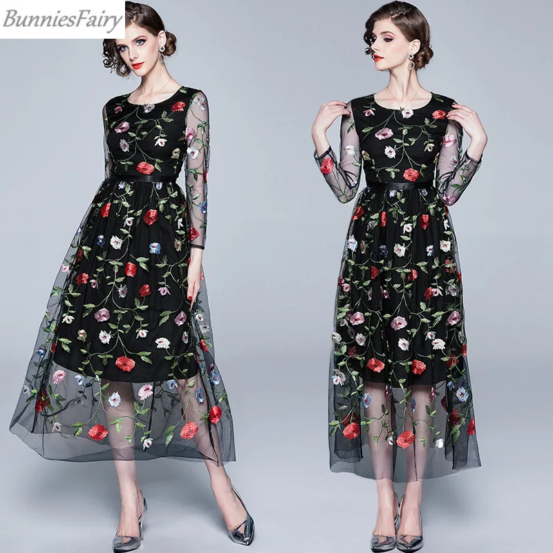 BunniesFairy 2019 осень богемный цветок розы в стиле ретро с цветочной вышивкой легкий