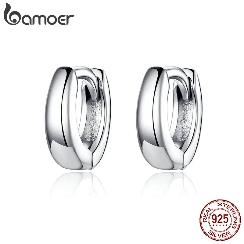 925 Sterling Silver Polishing Tiny Circle Hoop Earrings for Women and Men Korean Style Fine Jewelry SCE552