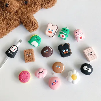 

Funny Cartoon Charging Cable Protector Cover For Mobile Phone USB Cable Data line Fracture prevention Cute Couple Portable case