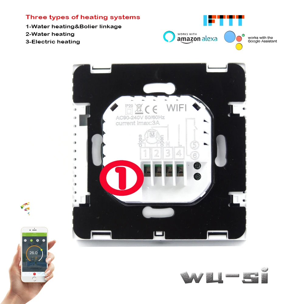 WIFI thermostat for floor heating system, relay outputs 3A/16A optional?90-240VAC