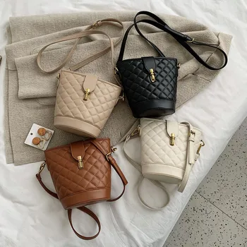 

Brand original design Bags For Women Brand Original Design 2020 Joker Bucket Bag Rhombic Shoulder Messenger Bag