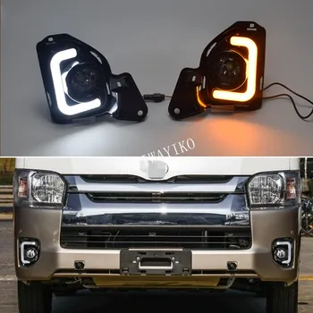 

2pcs LED 12V ABS Car fog Lamp DRL Daytime Running Light For Toyota Hiace 2014 2015 2016 2017 2018 with Turn Signal