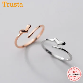 

Trustdavis Real 925 Sterling Silver Fashion Sweet Love Heart Opening Rings For Women Wedding Party Fine S925 Jewelry Gift DA1839