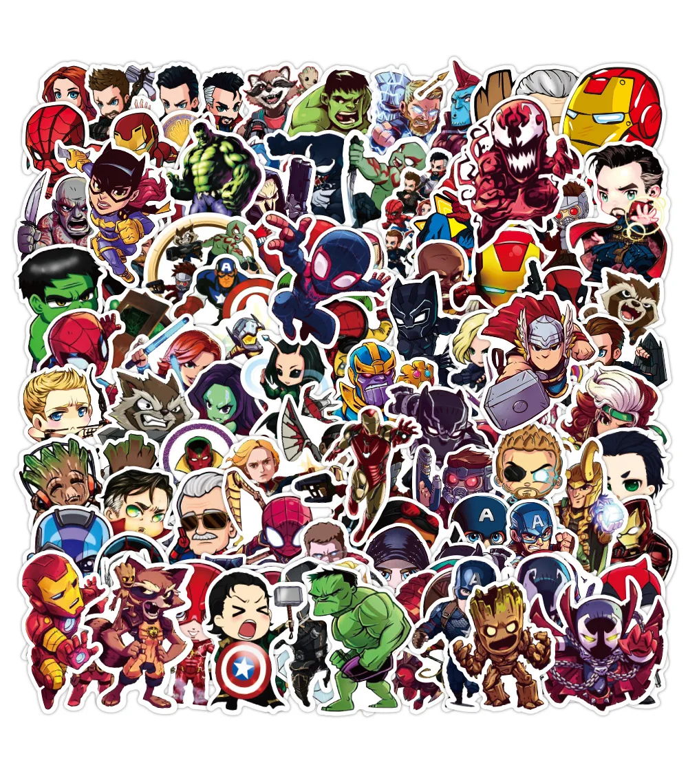 50 Uds de dibujos animados pegatinas Marvel bien los Vengadores etiqueta engomada impermeable equipaje Skateboard guitarra portátil pegatinas juguete de niño