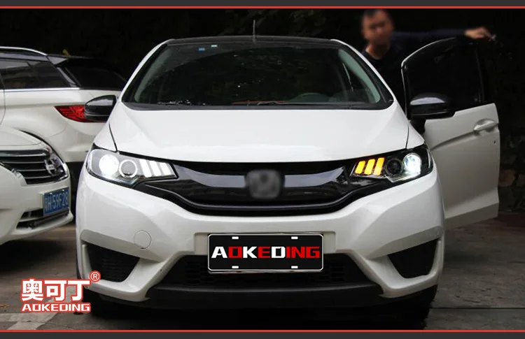 Головной светильник s для автомобиля Honda Jazz- Fit DRL дневные ходовые светильник налобный фонарь светодиодный Bi Xenon лампы Противотуманные фары светильник тюнинг автомобильный аксессуар
