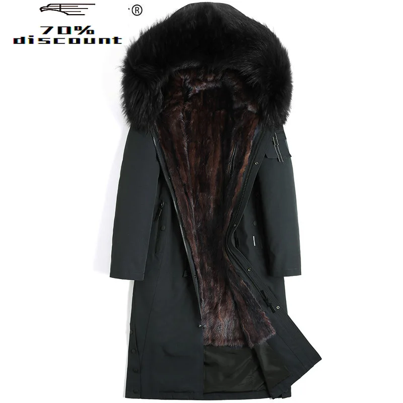

Long Winter Parka Real Fur Coat Men Warm Jacket Mink Fur Liner Raccoon Fur Collar Parkas Hombre 2020 4528 KJ3022