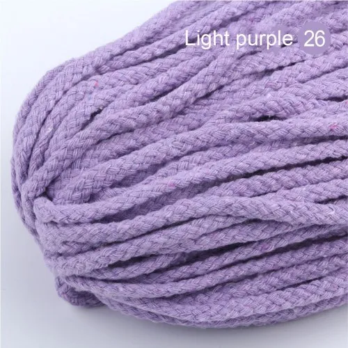 5M Light purple 5 м/лот, 5 мм, толстый цветной декоративный витой шнур, чистый белый, красный, розовый, зеленый, черный, вязаный шнур, Котон, декоративная веревка - Цвет: 5M Light purple