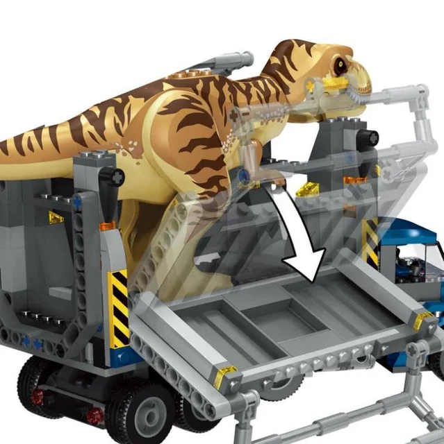 2021 Jurassic World T Rex Transport Truck Dinosaur Tyrannosaurus Rex Model Building Blocks Toys Bricks Compatible