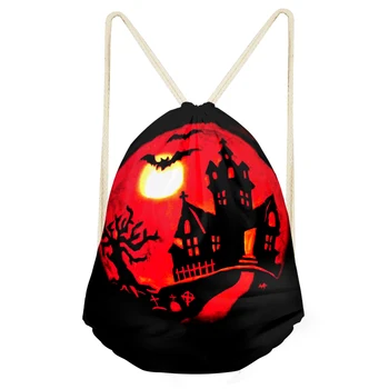 

Magma Demon Fire Design Style Drawstring Bag Cosmetic Old Castle Hell Pattern Bag Travel Makeup Case Organizer Women Men Bags