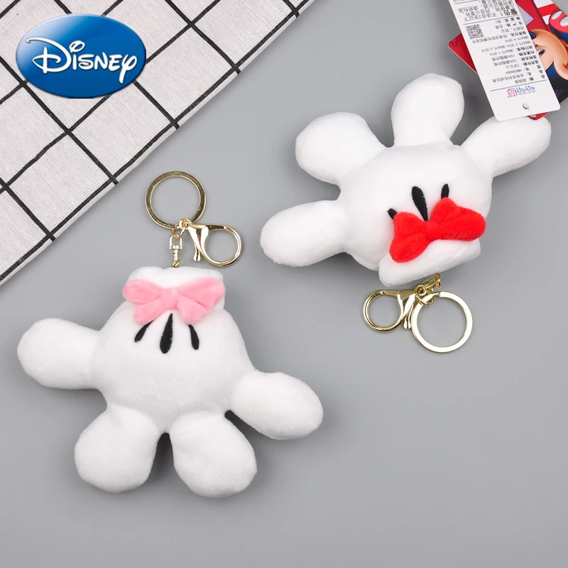 Genuine Fashion Disney 11cm Mickey Mouse Minnie Cute Hand Palm Cartoon Plush Doll Keychain Schoolbag Pendant Toy For Girl