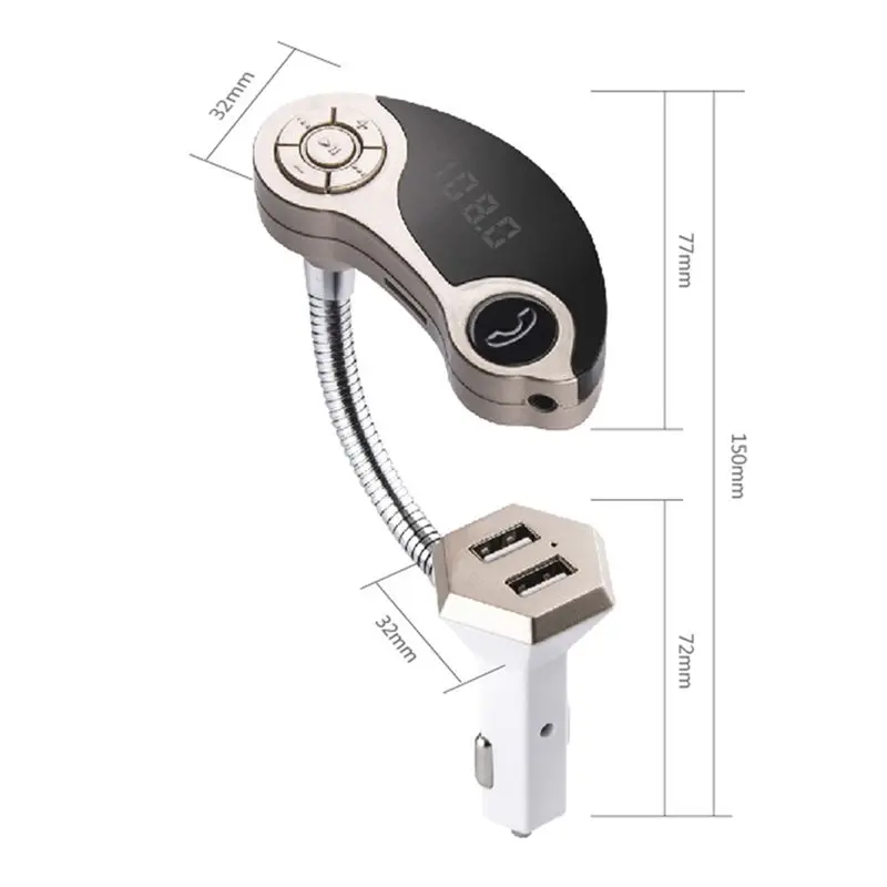 Автомобильный набор MP3-плеер Портативный двойной USB Авто Bluetooth автомобильный комплект беспроводной громкой связи fm-передатчик с автомобильным зарядным устройством GT86(золото