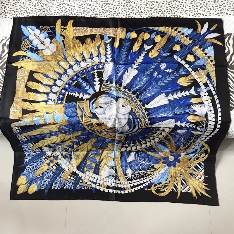 

Feathers Print 100% Natural Silk Scarf Wraps