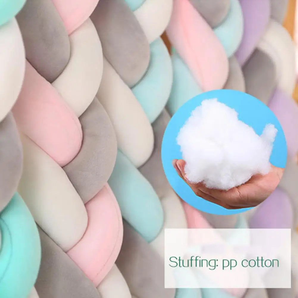 Bed Barrier 2.2M Baby Bed Bumper Soft Twist Braid Knot Infant Pillow Cushion Bumper Protective Cradle Cot Room Decor