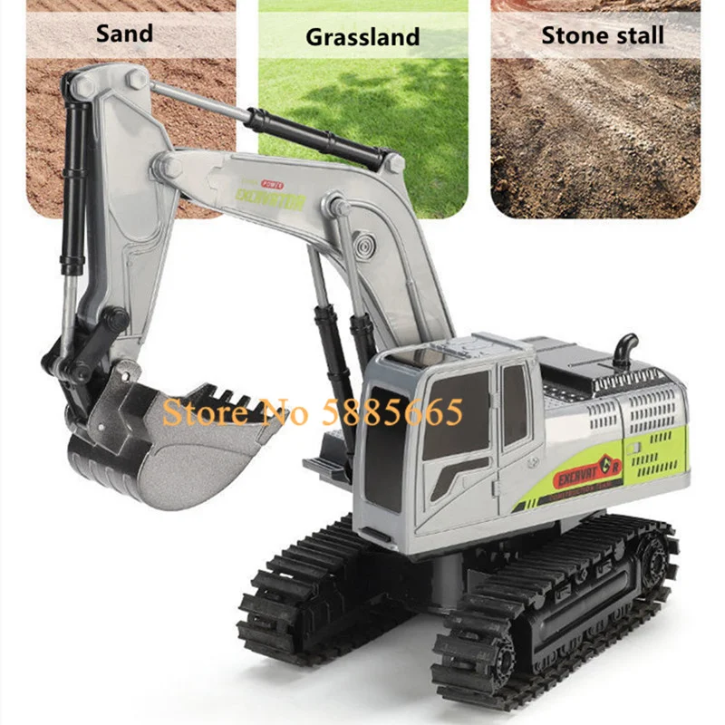 1:24 All-Terrain Driving Remote Control Excavator 680 Degree Work Rotating 30Min Bright LED Lights Simulation Sound RC Trck Toy 4